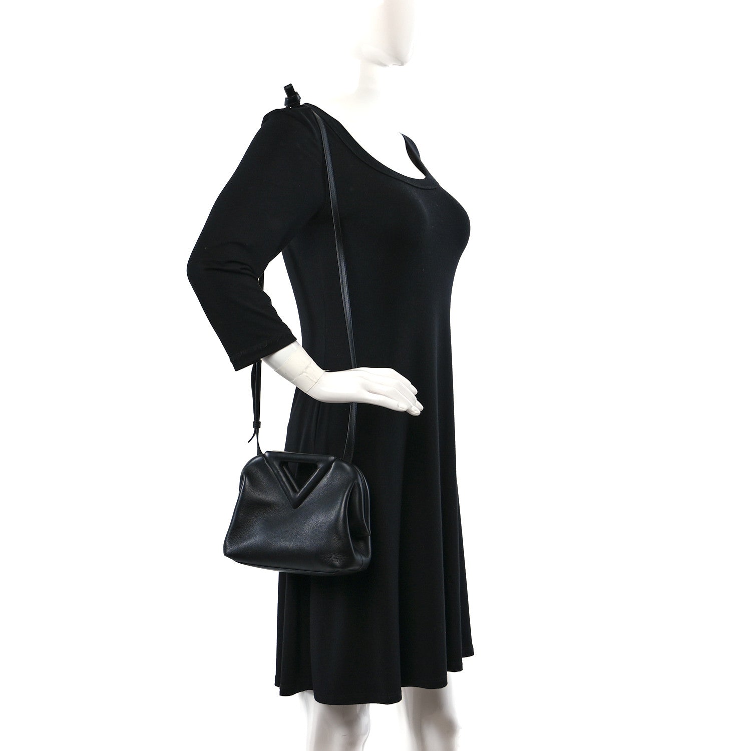 Bottega Veneta Calfskin Small The Point Triangle Bag Black 2 of 9