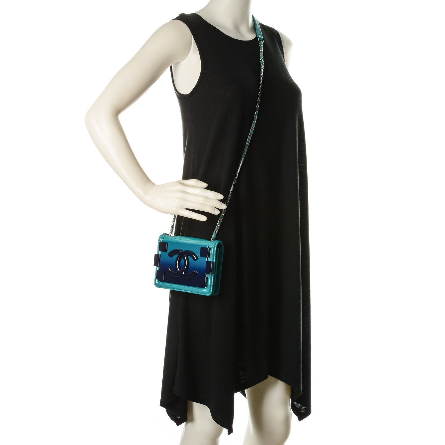 Plexiglass Patent Mini Boy Brick Flap Turquoise Navy