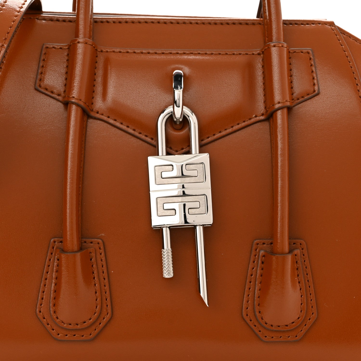 Givenchy Box Calfskin Mini Lock Antigona Shoulder Bag Beige Chestnut 7 of 10