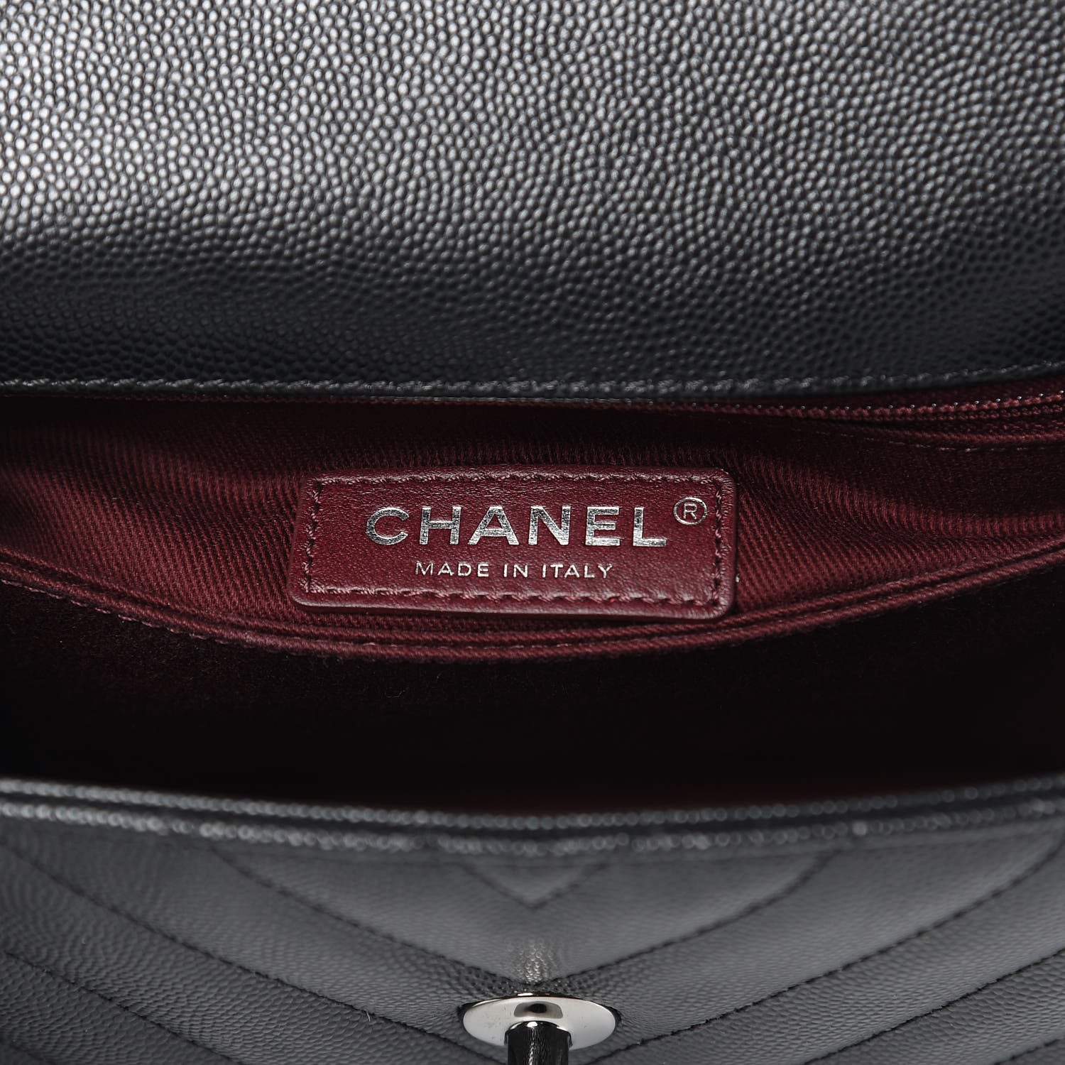Chanel Caviar Chevron Quilted Mini Coco Handle Flap Black 8 of 11
