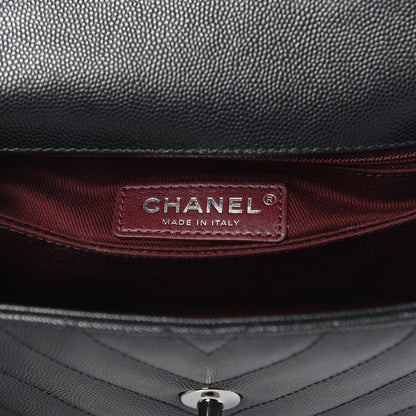 Chanel Caviar Chevron Quilted Mini Coco Handle Flap Black 8 of 11
