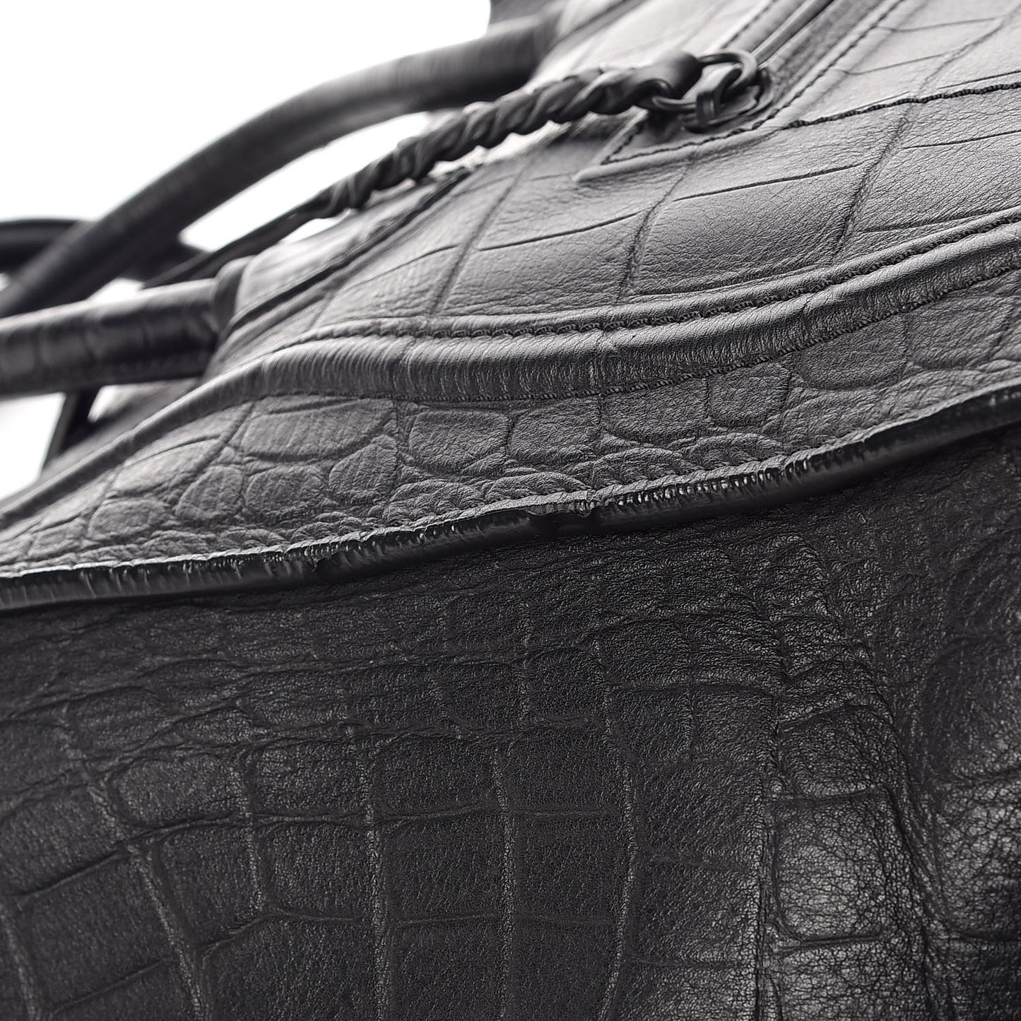 Crocodile Embossed Calfskin Medium Phantom Luggage Black