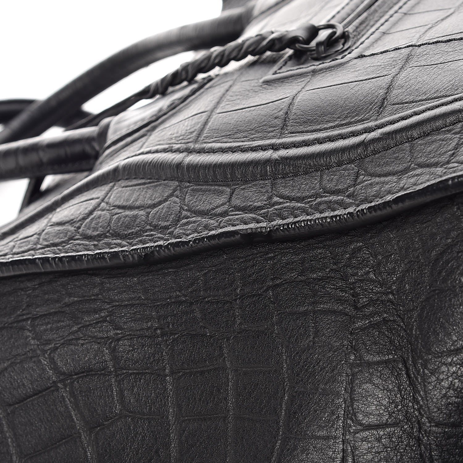 Celine Crocodile Embossed Calfskin Medium Phantom Luggage Black 14 of 19