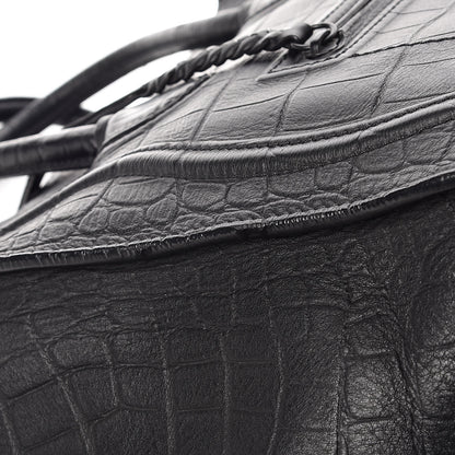 Celine Crocodile Embossed Calfskin Medium Phantom Luggage Black 14 of 19