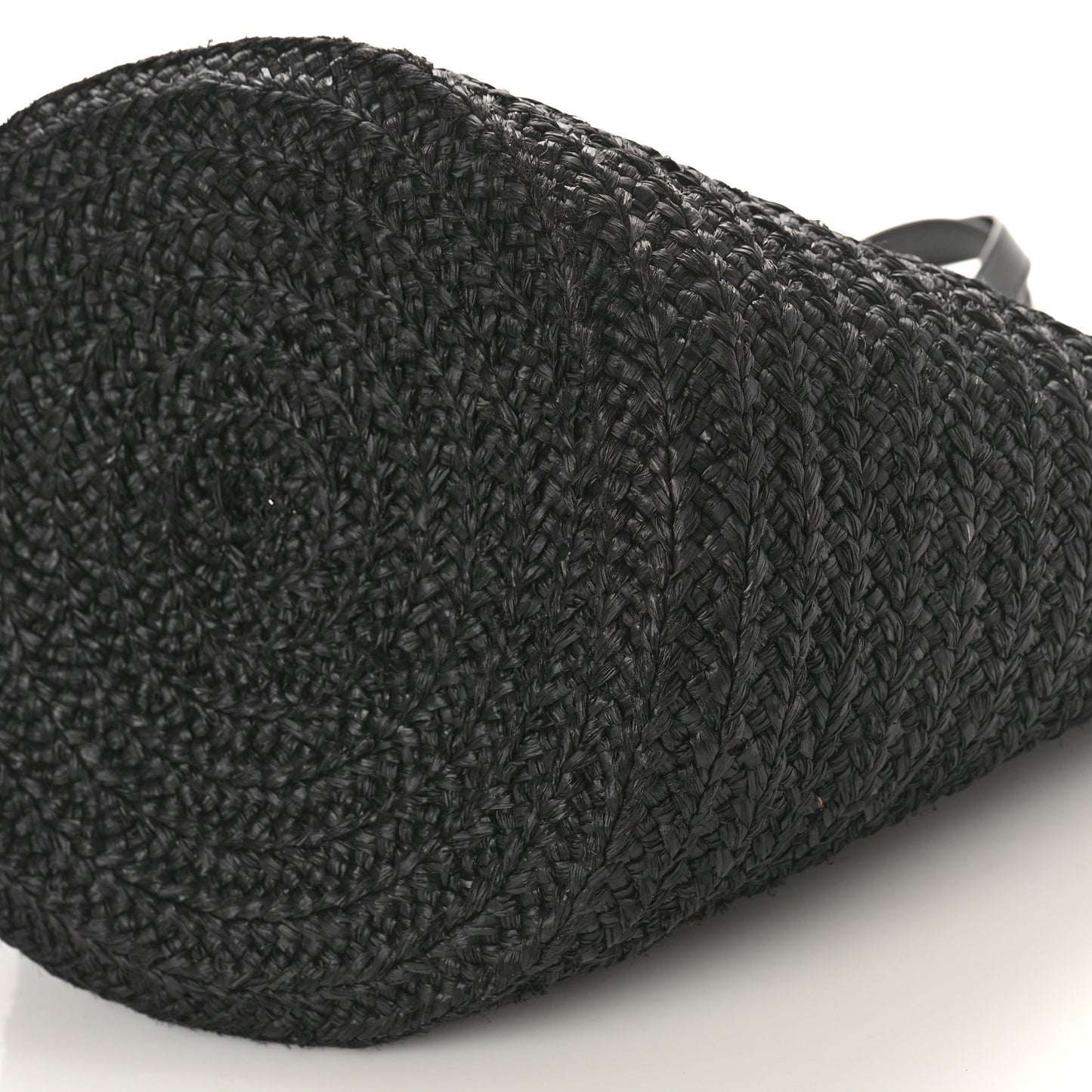 Raffia Medium Panier Bag Black