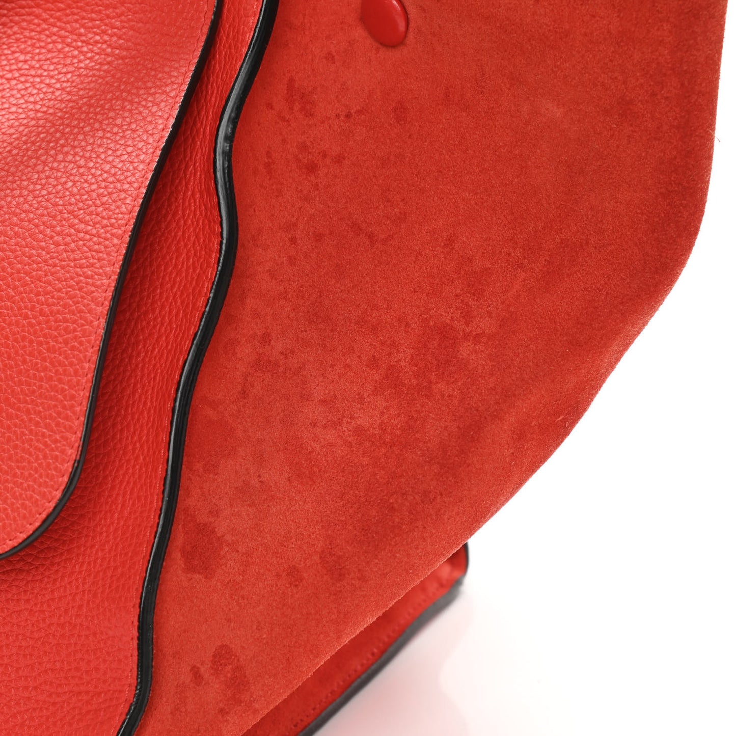 Drummed Calfskin Suede Large Trapeze Vermillion