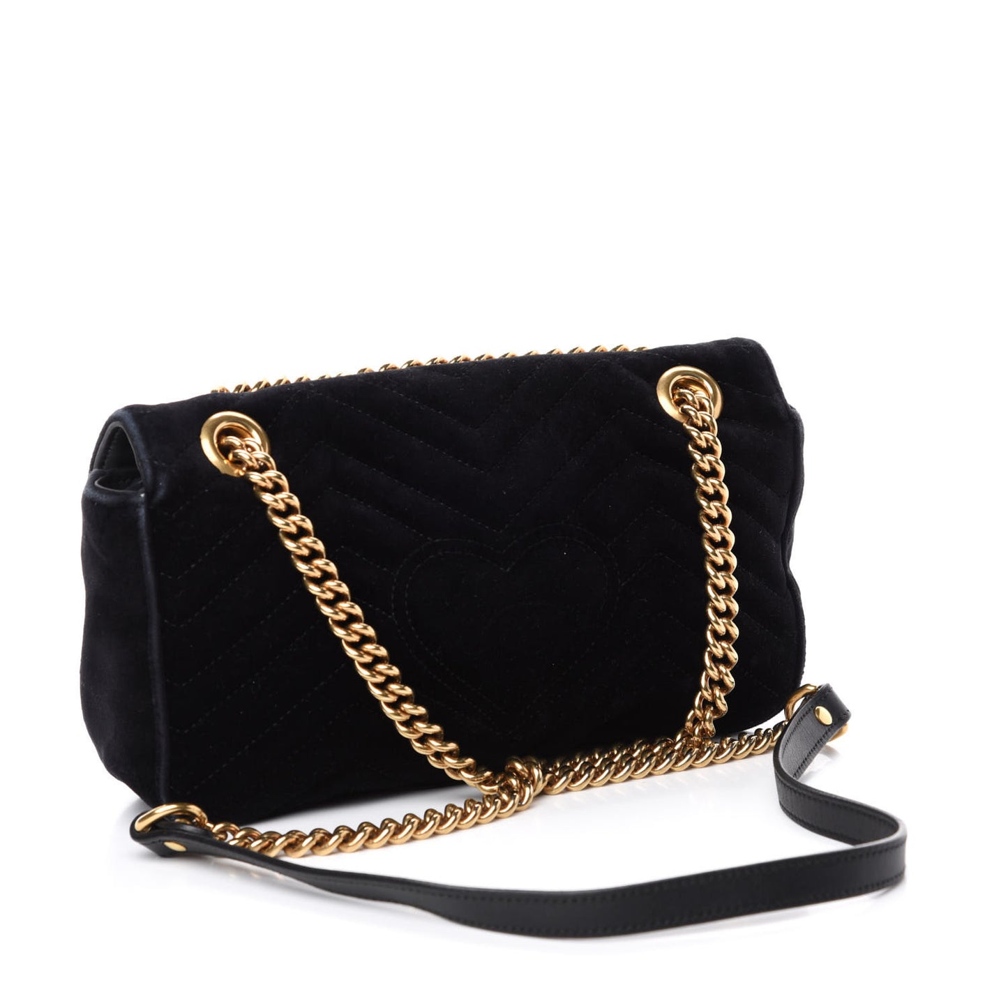 Velvet Matelasse Small GG Marmont Shoulder Bag Black