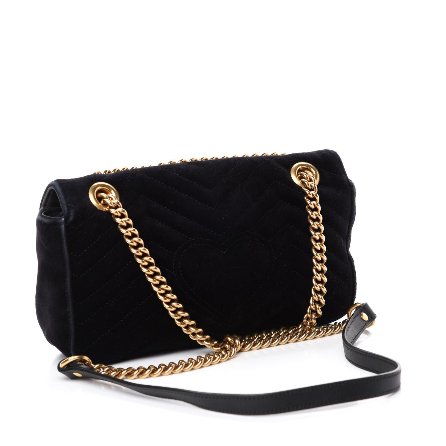 Gucci Velvet Matelasse Small GG Marmont Shoulder Bag Black 4 of 14