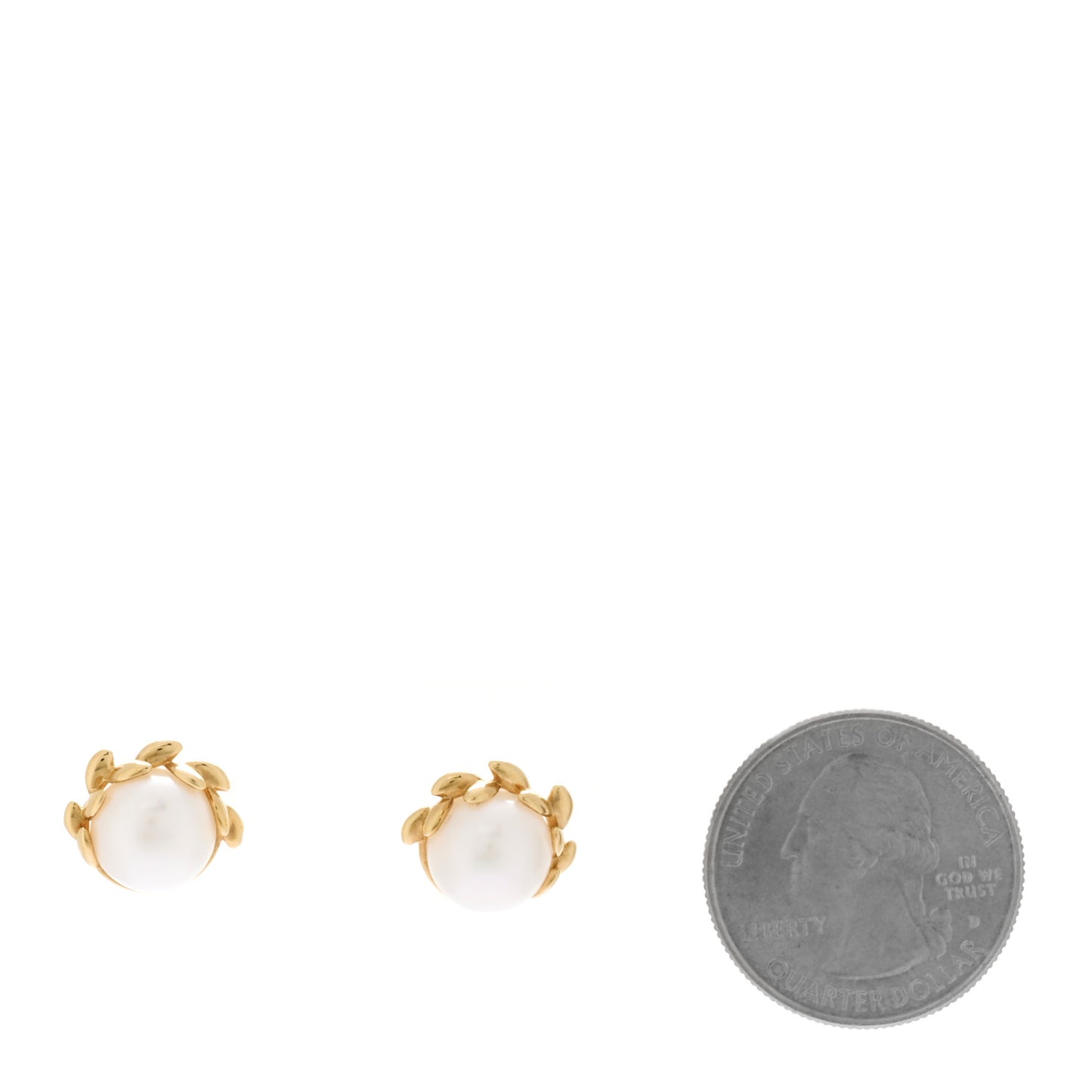 18K Yellow Gold Freshwater Cultured Pearl Paloma Picasso Olive Leaf Earrings