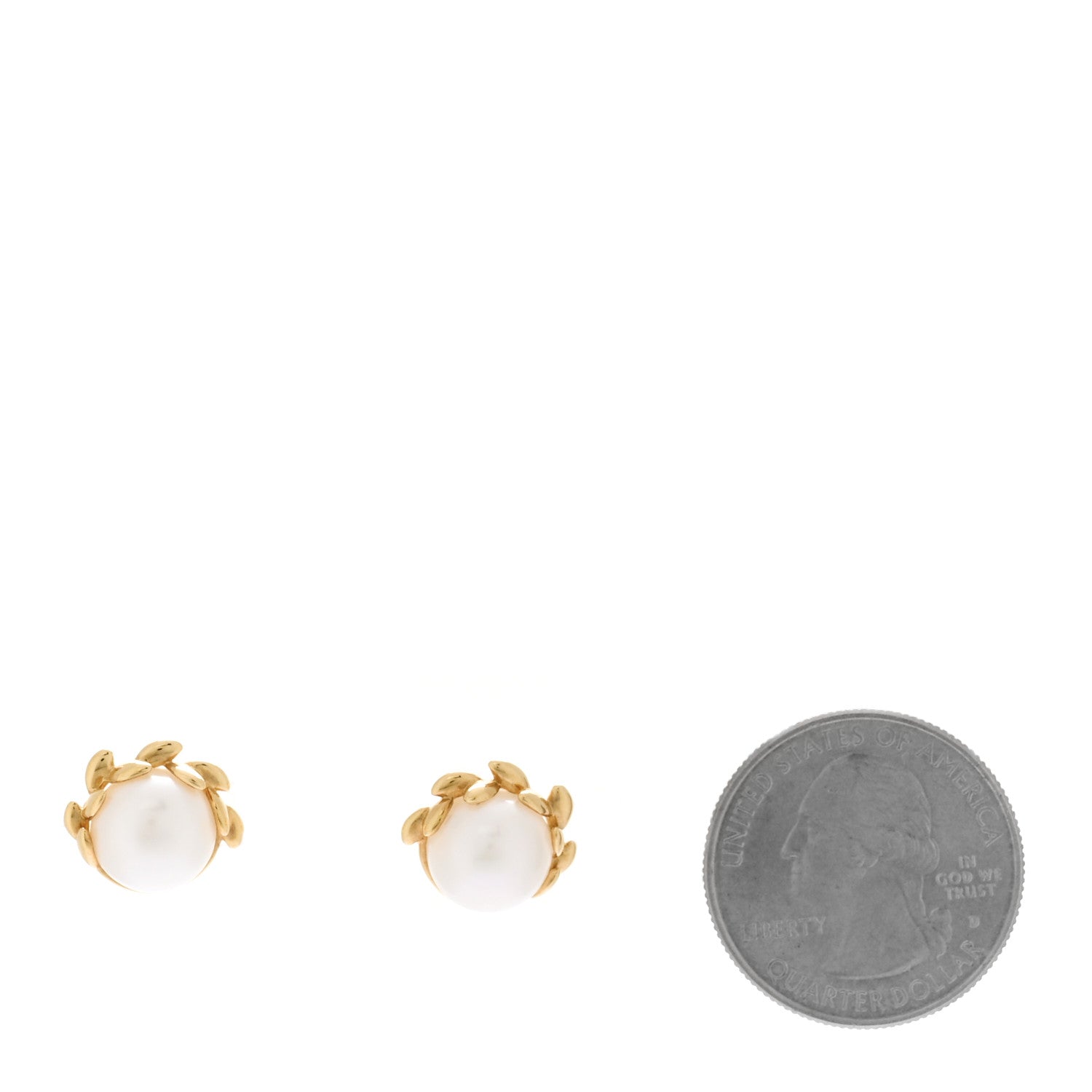 Tiffany 18K Yellow Gold Freshwater Cultured Pearl Paloma Picasso Olive Leaf Earrings 2 of 4