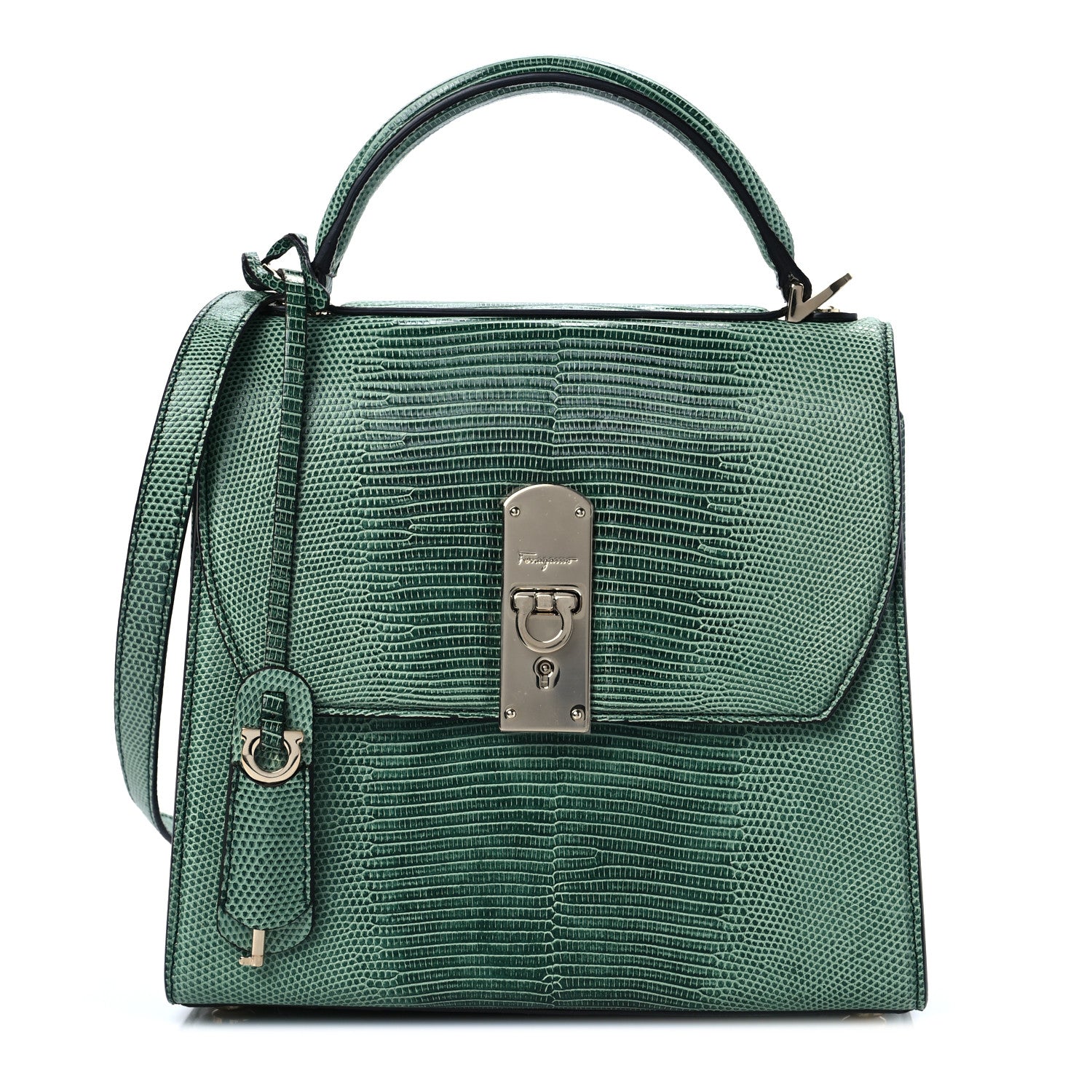 Salvatore Ferragamo Lizard Medium Top Handle Boxyz Bag 1 of 7