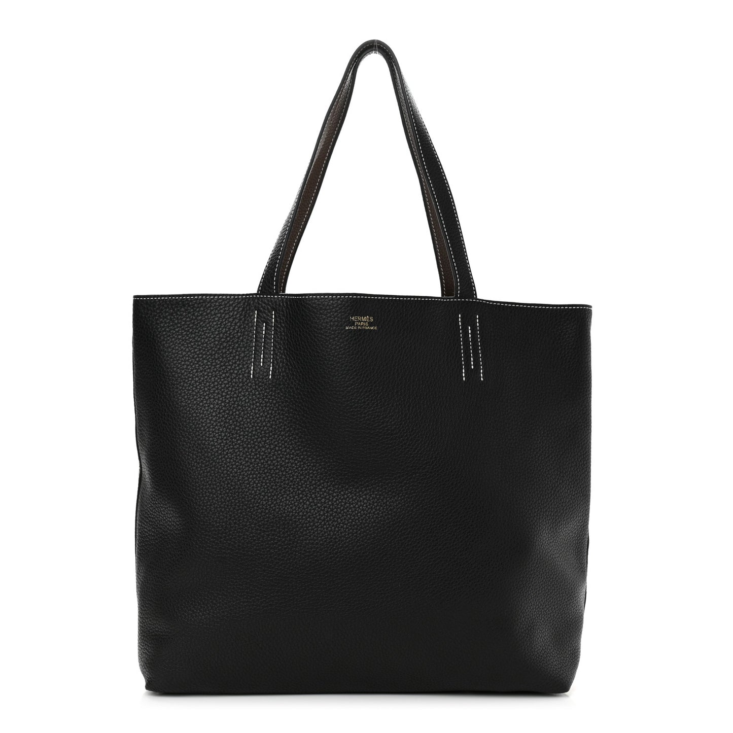 Taurillon Clemence Double Sens 45 Reversible Tote Black Havane