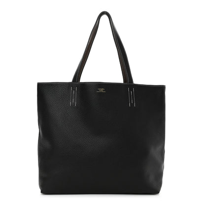 Hermes Taurillon Clemence Double Sens 45 Reversible Tote Black Havane 1 of 17