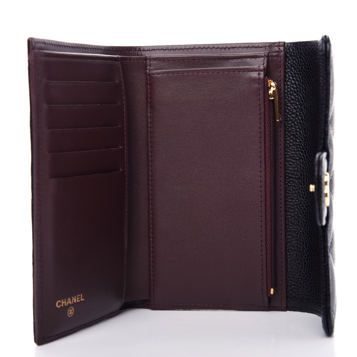 Caviar Quilted Medium Flap Wallet Black