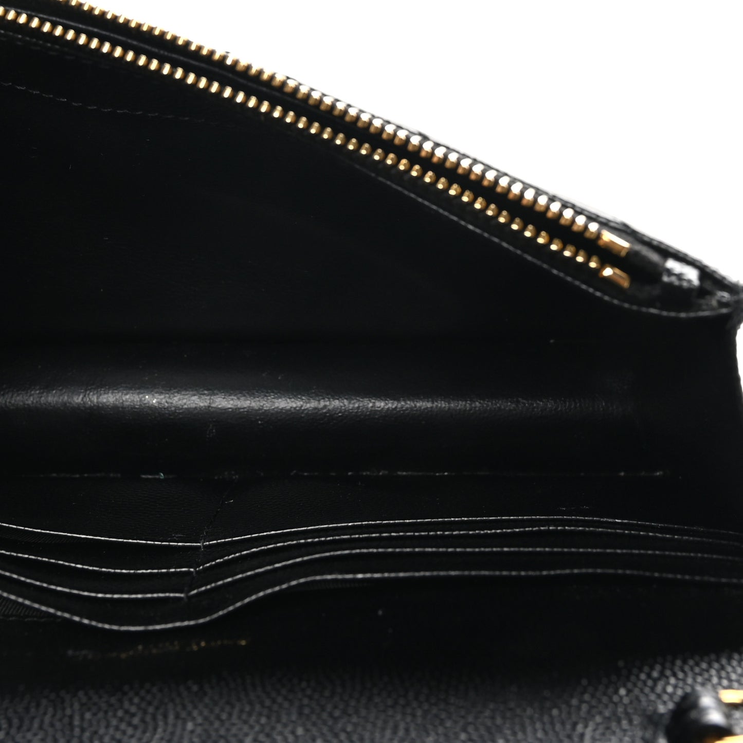 Grain De Poudre Matelasse Chevron Monogram Envelope Chain Wallet Black