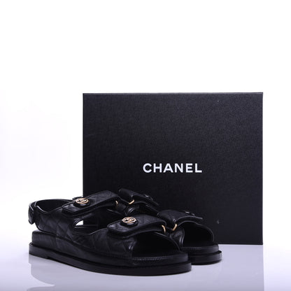 Chanel Grained Calfskin Velcro Dad Sandals 39.5 Black 11 of 11