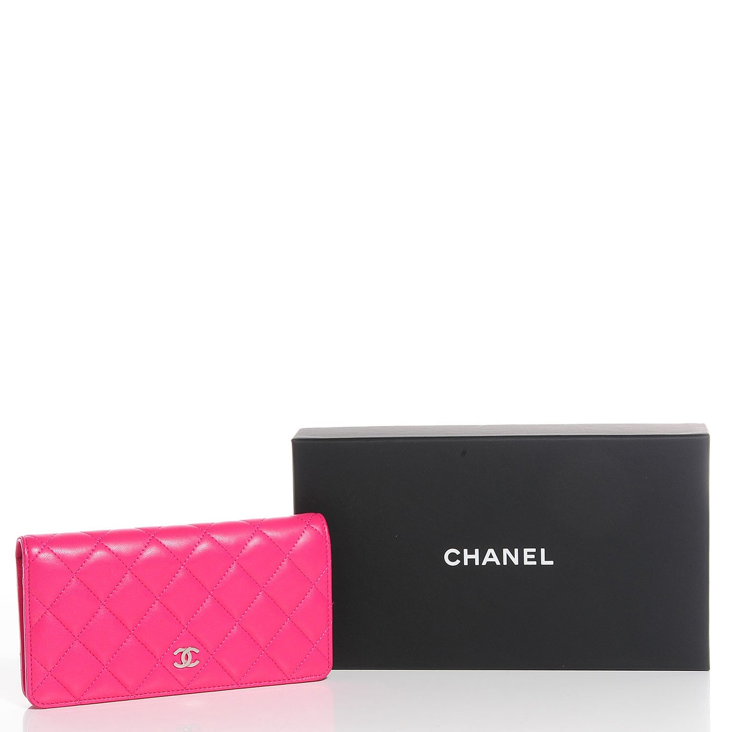 Lambskin Quilted Yen Wallet Fuchsia