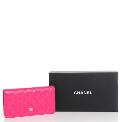 Chanel Lambskin Quilted Yen Wallet Fuchsia 6 of 9