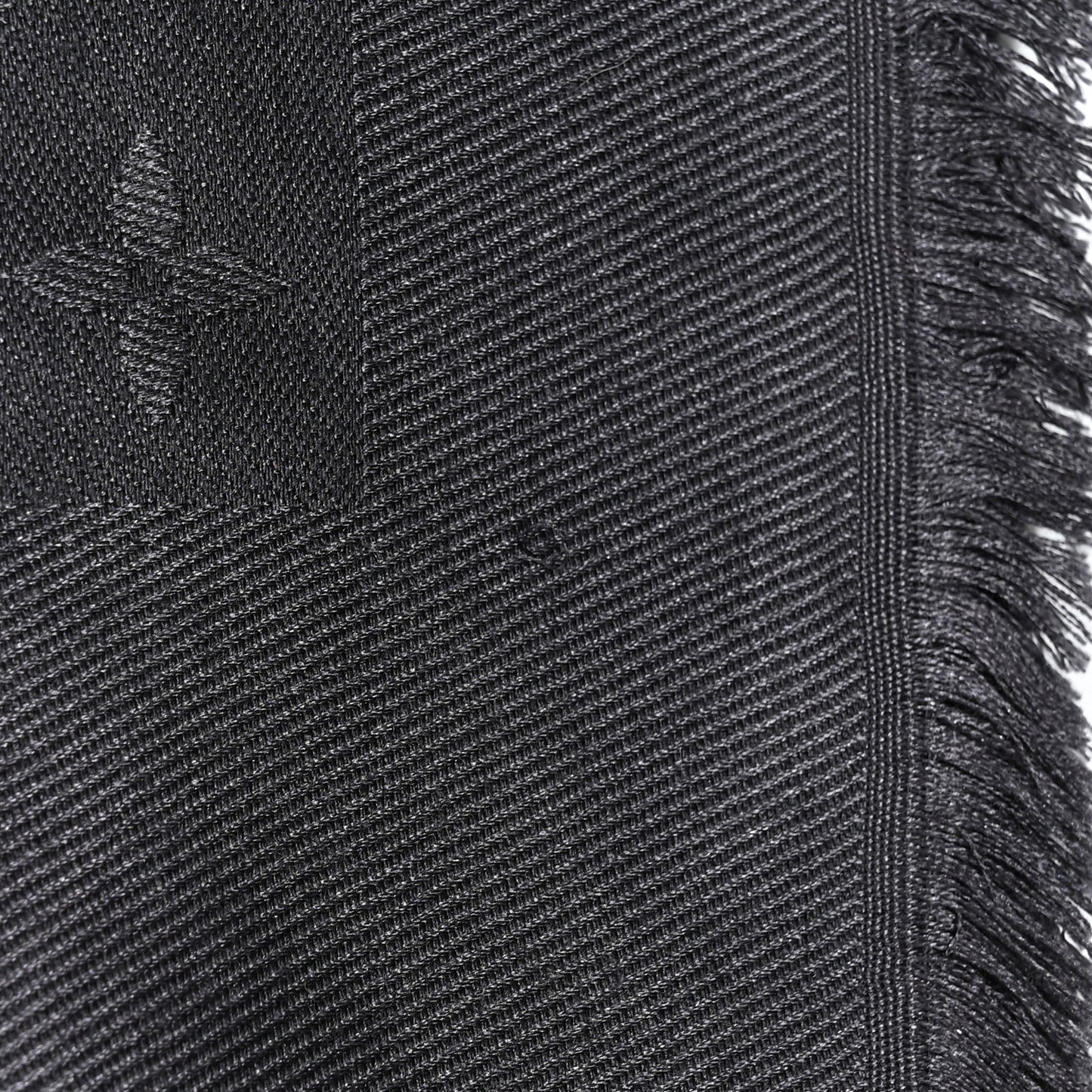 Silk Lurex Wool Monogram Shine Shawl Charcoal Grey
