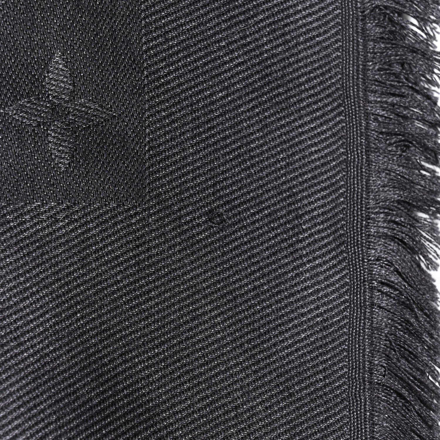 Louis Vuitton Silk Lurex Wool Monogram Shine Shawl Charcoal Grey 5 of 12