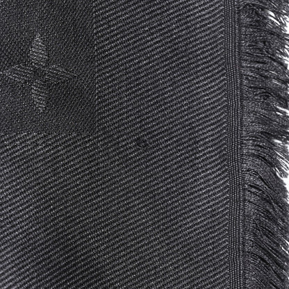 Louis Vuitton Silk Lurex Wool Monogram Shine Shawl Charcoal Grey 5 of 12