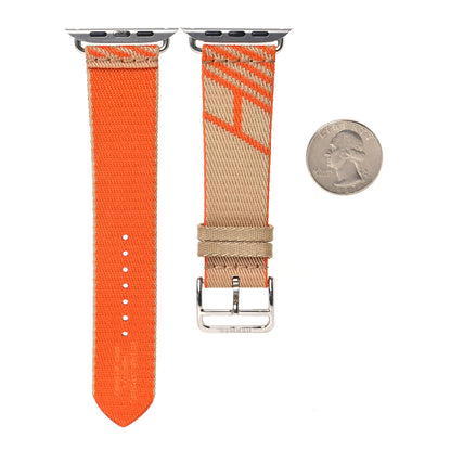 Hermes Nylon Weave Apple Watch Single Tour Band 44mm Kraft Orange 2 of 9