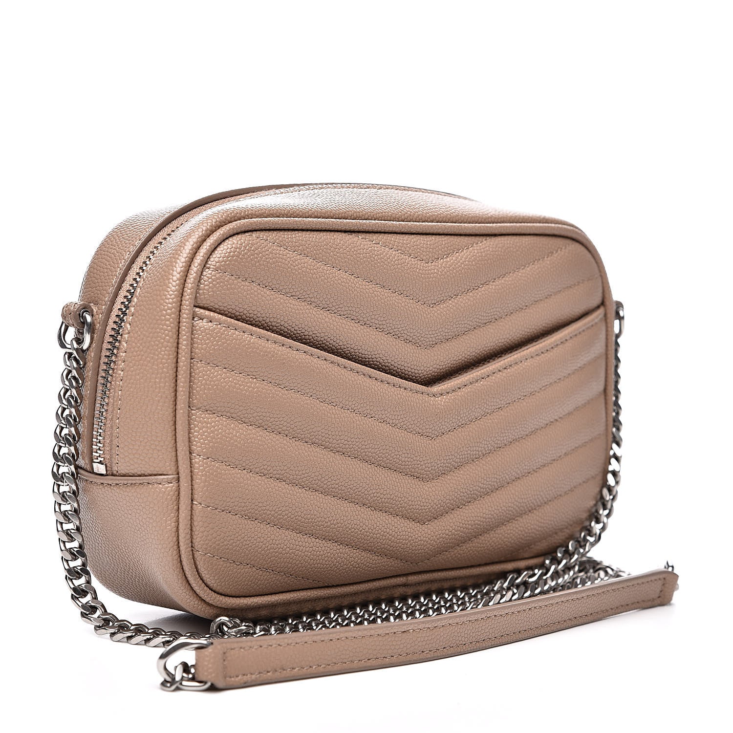 Saint Laurent Grain De Poudre Matelasse Monogram Mini Lou Camera Bag Dark Beige 3 of 13