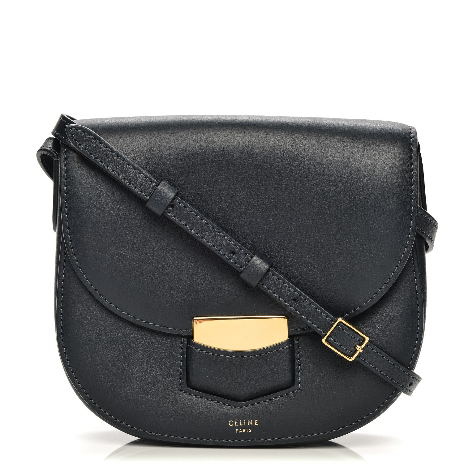 Celine Smooth Calfskin Small Trotteur Navy Blue 1 of 7
