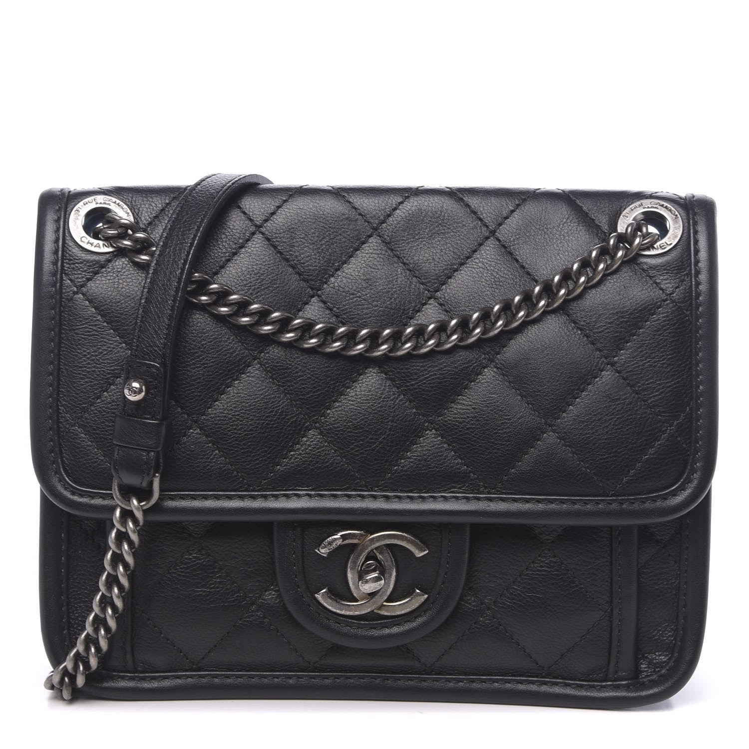 Chanel Calfskin Quilted Mini French Riviera Flap Black 1 of 11