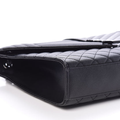 Saint Laurent Grain De Poudre Textured Mixed Matelasse Large Triquilt Monogram Monochrome Satchel Black 7 of 9