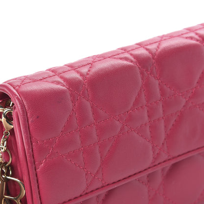 Christian Dior Lambskin Cannage Lady Dior Rendezvous Wallet On Chain Fuchsia 12 of 12