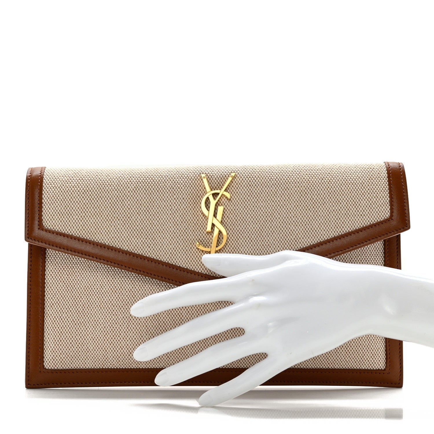 Saint Laurent Canvas Uptown Pouch Natural Beige Brick 2 of 11