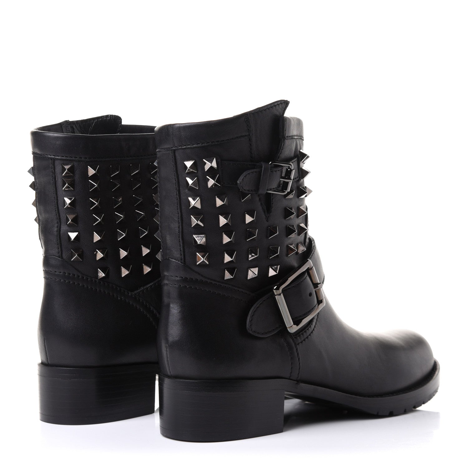 Valentino Garavani Calfskin Rockstud 30mm Biker Boots 38 Black 4 of 14