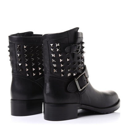 Valentino Garavani Calfskin Rockstud 30mm Biker Boots 38 Black 4 of 14