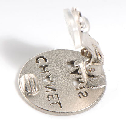 Chanel PARIS Clip On Earrings Matte Silver 4 of 4