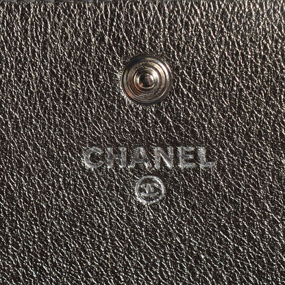 Chanel Calfskin Quilted Diamond CC Large Gusset Flap Wallet Dark Silver 7 of 9