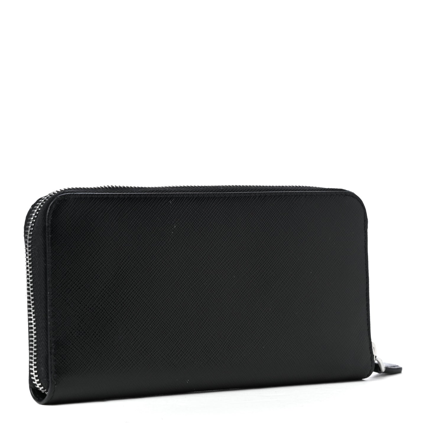 Saffiano Triangle Zip Around Wallet Black