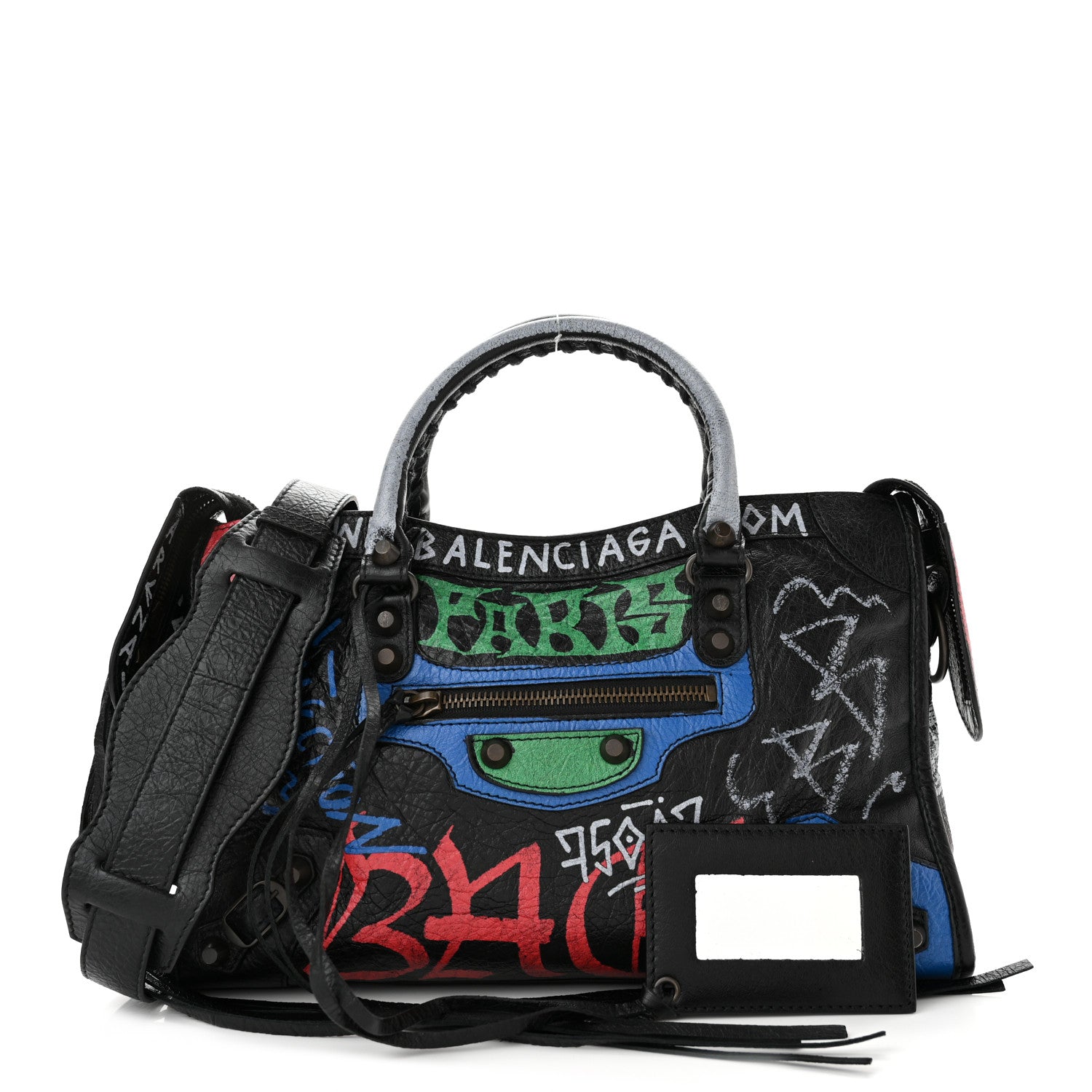 Balenciaga Agneau Graffiti All Over Classic Hardware S City Black Vert Rouge 1 of 11