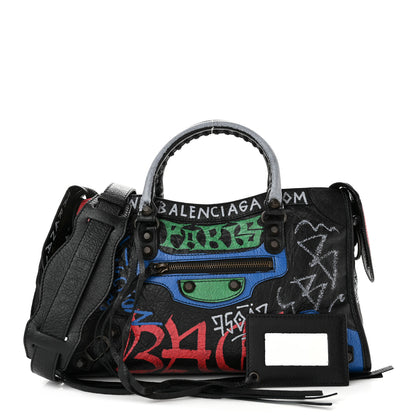 Balenciaga Agneau Graffiti All Over Classic Hardware S City Black Vert Rouge 1 of 11