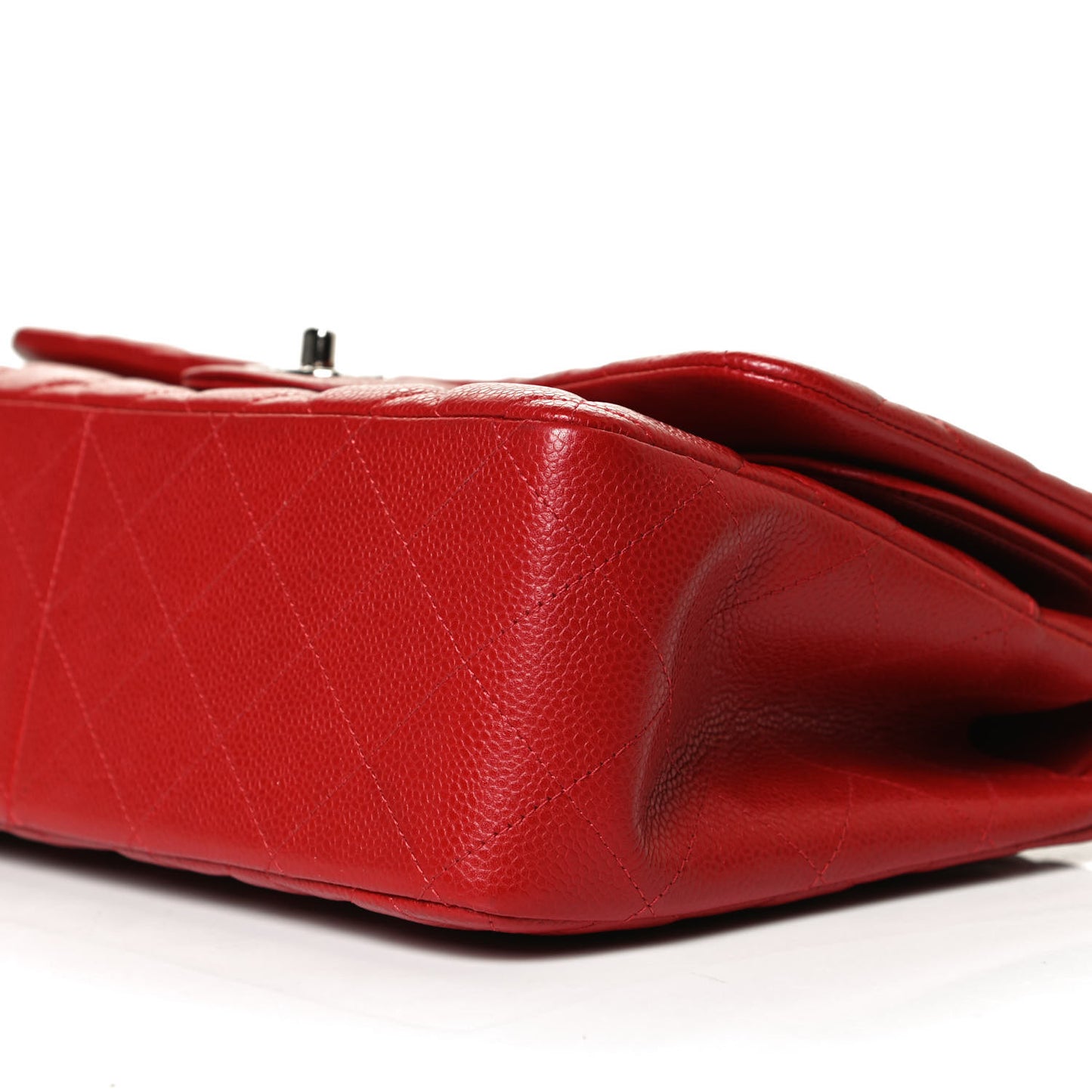 Caviar Quilted Jumbo Double Flap Red