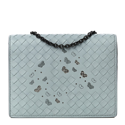 Bottega Veneta Nappa Ayers Intrecciato Butterfly Chain Wallet Light Blue 1 of 9