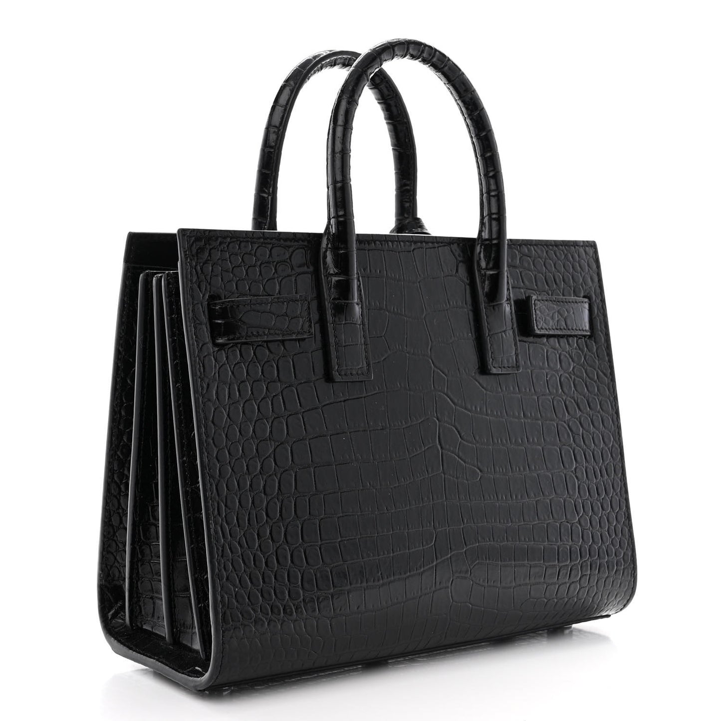 Calfskin Crocodile Embossed Nano Sac De Jour Black