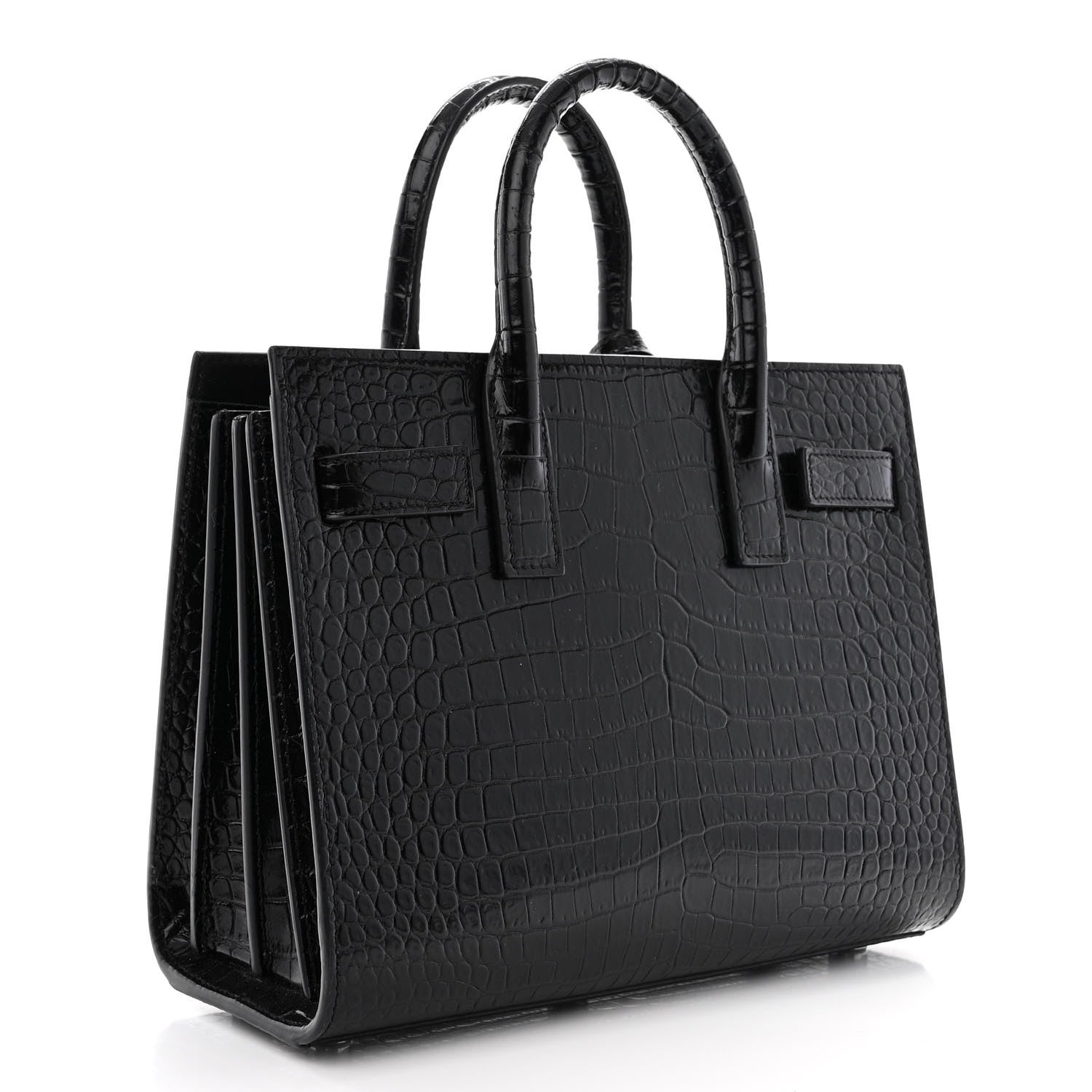 Saint Laurent Calfskin Crocodile Embossed Nano Sac De Jour Black 3 of 14