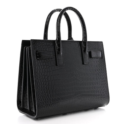 Saint Laurent Calfskin Crocodile Embossed Nano Sac De Jour Black 3 of 14