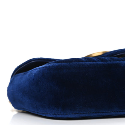 Gucci Velvet Matelasse Mini GG Marmont Shoulder Bag Cobalt Blue 9 of 10