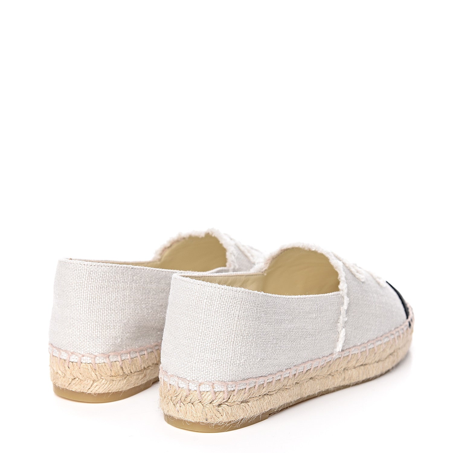Chanel Linen CC Espadrilles 37 Beige Black 4 of 11