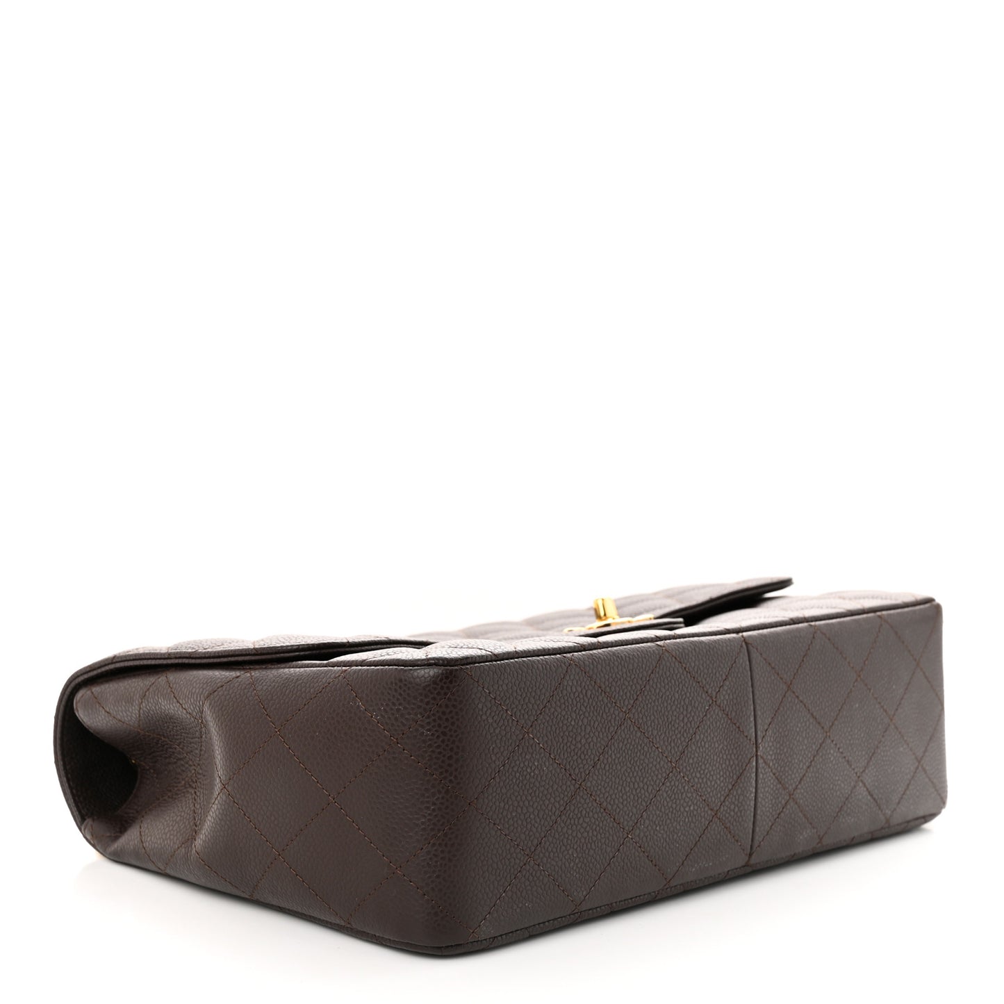Caviar Quilted Jumbo Single Flap Dark Brown