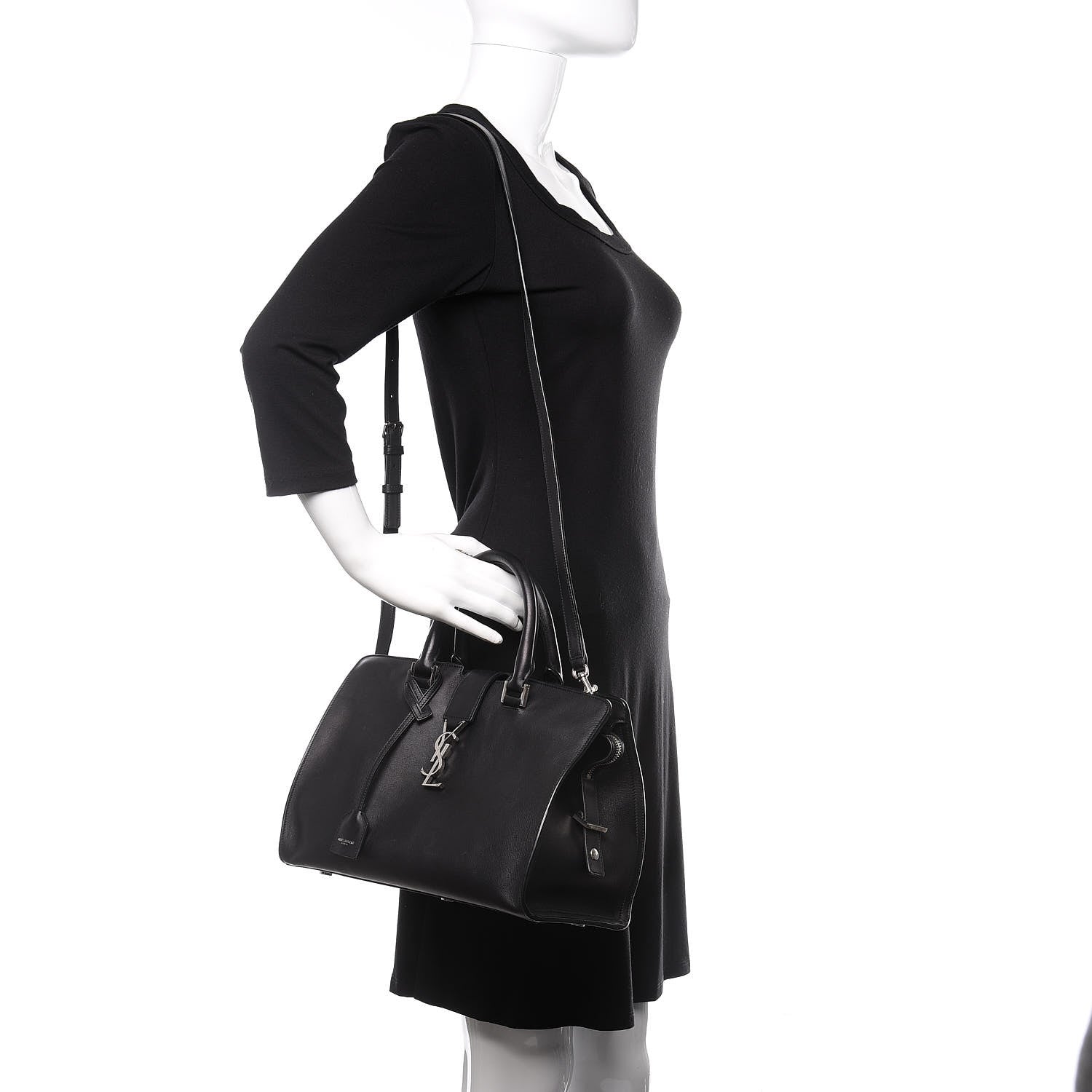 Saint Laurent Smooth Calfskin Small Monogram Cabas Black 2 of 9