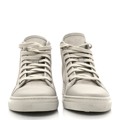 Gucci Washed Cotton GG Monogram Calfskin Womens High Top Sneakers 36 White Mystic White Great White 2 of 10