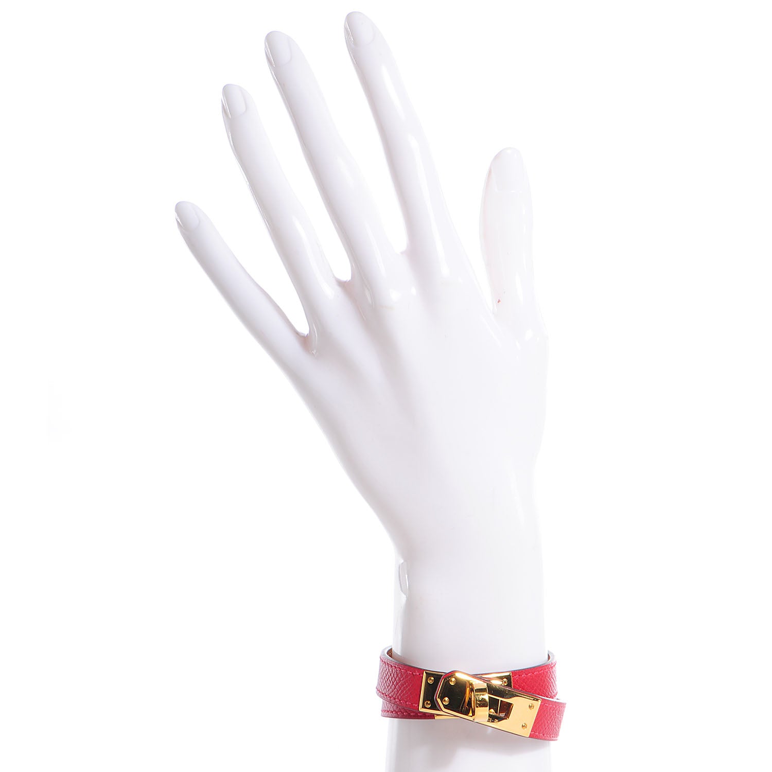 Hermes Epsom Kelly Double Tour Bracelet Rouge Casaque Medium 2 of 7